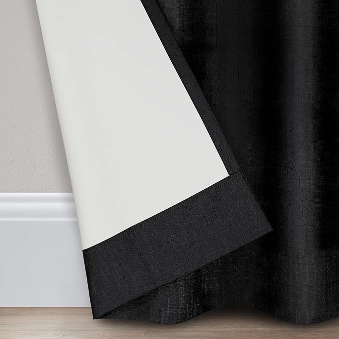 ECLIPSE Kendall Modern Blackout Thermal Rod Pocket Window Curtain for Bedroom or Living Room (1 Panel), 42" x 63", Black