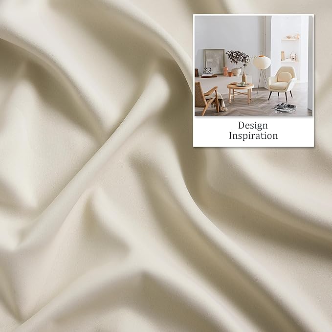 DUALIFE Cream Beige Grommet Room Darkening Curtains 60 x 96 Inches, 2 Panels