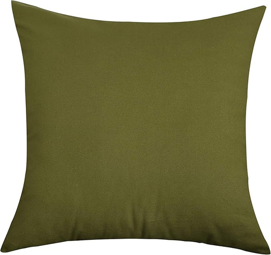 TangDepot Handmade Decorative Solid 100% Cotton Canvas Throw Pillow Covers/Pillow Shams, (28"x28", Olive Green)