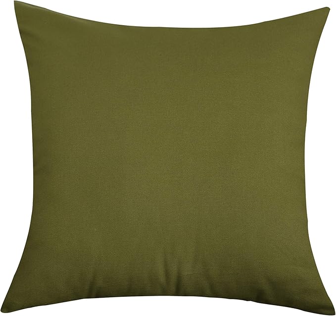 TangDepot Set of 2 Handmade Decorative Solid 100% Cotton Canvas Throw Pillow Covers/Cushion Covers, 45 Colors Available - (20"x20" 2 Pieces, Olive Green)