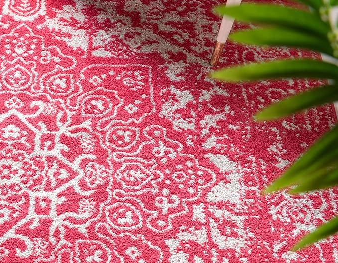 Rugs.com Arlington Collection Rug – 8' x 10' Pink Medium-Pile Rug Perfect for Living Rooms, Large Dining Rooms, Open Floorplans