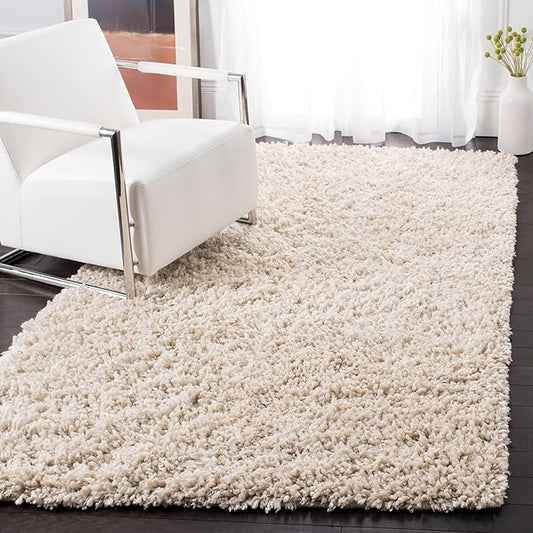 SAFAVIEH Sheep Shag Collection 4' x 6' Ivory SSG212A Handmade 1-inch Thick Area Rug