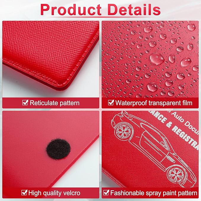 UYYE Car Registration and Insurance Card Holder, Vehicle Glove Box Car Organizer, Interior Car Accessories for Documents, Cards, License - 2 Pack