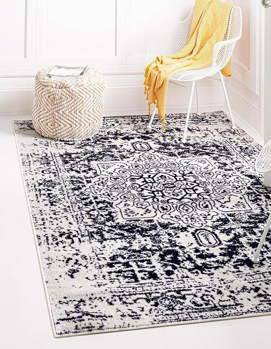 Rugs.com Arlington Collection Rug – 3' x 5' Blue Medium-Pile Rug Perfect for Living Rooms, Large Dining Rooms, Open Floorplans