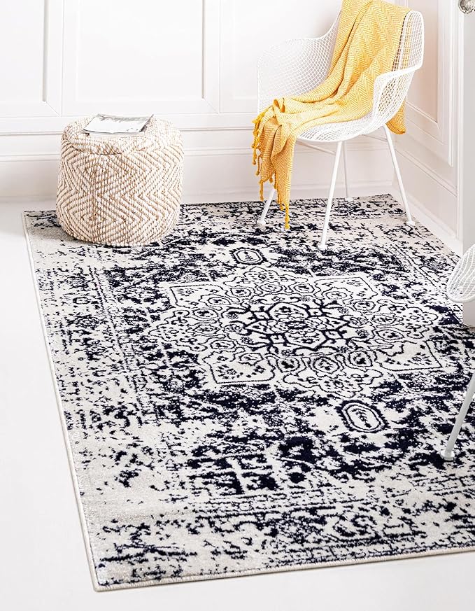 Rugs.com Arlington Collection Rug – 6' x 9' Blue Medium-Pile Rug Perfect for Living Rooms, Large Dining Rooms, Open Floorplans