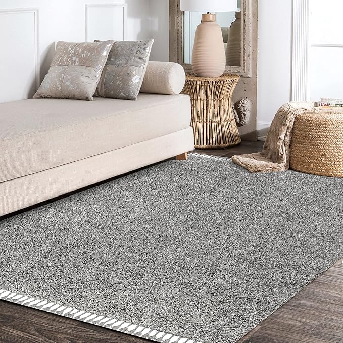 JONATHAN Y Mercer Shag Plush Tassel Charcoal Indoor Area Rug, 3x5, Contemporary, Modern, Easy-Cleaning for Living Room, Bedroom, Kitchen, Pet Friendly, Non-Shedding (MCR100B-3)