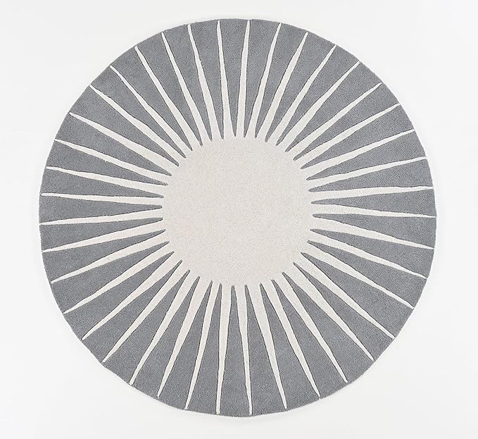 Modern Round Area Rug – Hand-Tufted with 100% NZ Wool, Thick & Soft Circular Carpet for Living Room, Bedroom & Dining Room Decor (Grey, 3' Round)