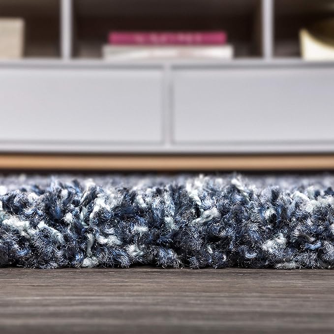 JONATHAN Y Mercer Shag Plush Tassel Denim Blue Indoor Area Rug, 4x6, Contemporary, Modern, Easy-Cleaning for Living Room, Bedroom, Kitchen, Pet Friendly, Non-Shedding (MCR100C-4)