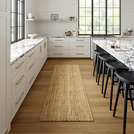Nuloom Ashli Hand Woven, Natural, 2'6" x 12', Farmhouse, Jute, Soft and Textured, High Traffic, Stain Resistant, Easy Clean, Durable Runner for Bedroom, Living Room, Dining, Den, Foyer, Entryway