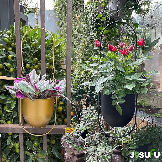 Metal Hanging Planters for Indoor & Outdoor, No Plant Included(Gold)