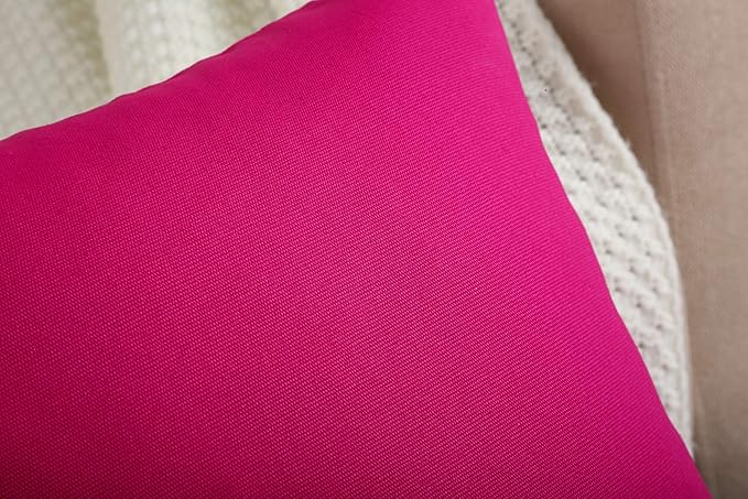 TangDepot Cotton Solid Throw Pillow Covers, 12" x 12" , Brilliant Rose, 1 Count (Pack of 1)