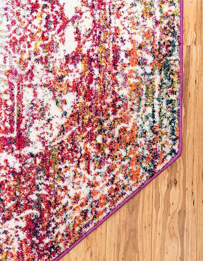 Rugs.com Arlington Collection Rug – 8 Ft Octagon Multi Medium-Pile Rug Perfect for Living Rooms, Kitchens, Entryways