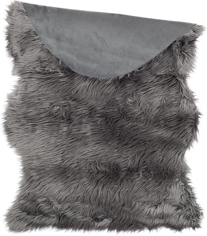 SAFAVIEH Faux Sheep Skin Collection 2' x 3' Grey FSS115D Silken Glam 2.35-inch Thick Accent Rug