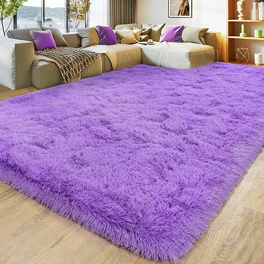 Large 9x12 Area Rugs for Living Room, Ultra Soft Shag Living Room Rug Thick Fluffy Rug for Bedroom, Plush Fuzzy Carpet for Girls Boys Kids Room Non Slip Dorm Home Decor Aesthetic, Purple