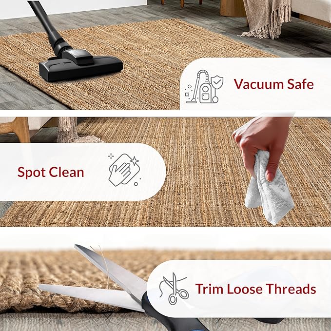 Nuloom Ashli Hand Woven, Natural, 2' 6" x 6', Farmhouse, Jute, Soft and Textured, High Traffic, Stain Resistant, Easy Clean, Durable Runner for Bedroom, Living Room, Dining Space, Den, Foyer, Entryway