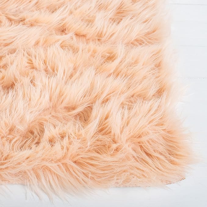 SAFAVIEH Faux Sheep Skin Collection 6' x 9' Light Pink FSS235U Silken Glam 2.35-inch Thick Area Rug