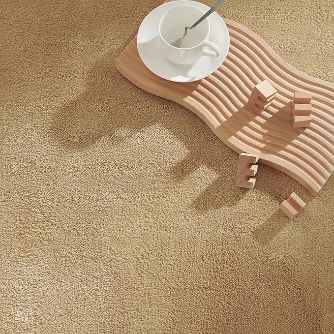 jinchan Solid Plush Area Rug 5x7 Performance Shaggy Washable Rug Indoor Soft Modern Faux Wool Cozy Non Slip Carpet for Living Room Kids Room Bedroom Dining Room Nursery Tan