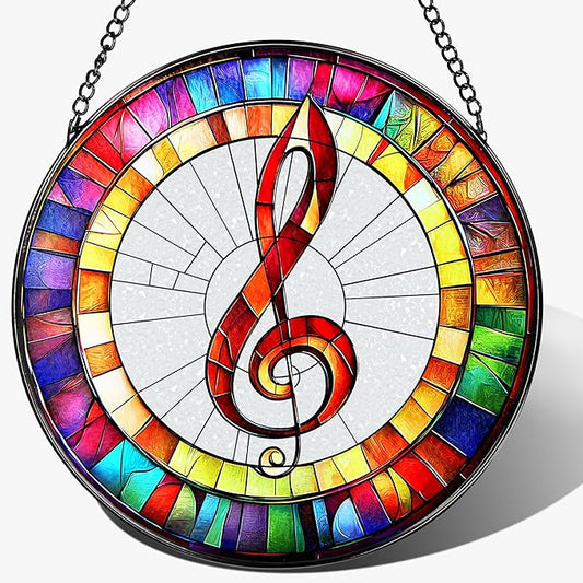 8'' Musical Suncatcher Ornament, Stained Glass Window Hanging, Suncatchers for Windows Hanging Ornaments | Music Teacher Gift, Music Lover Gift, Piano Teacher Gifts, Musician Gifts