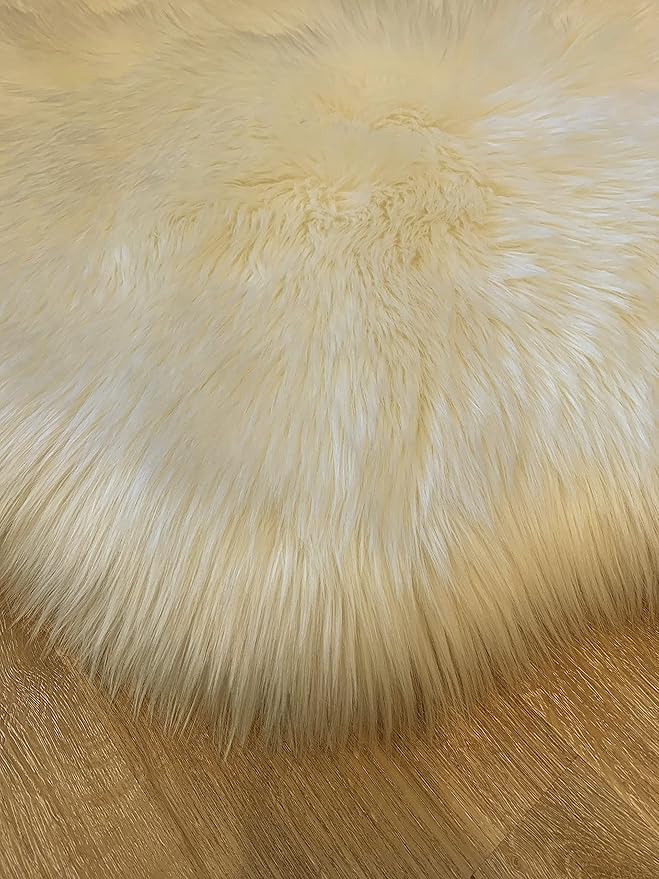 LAMBZY Faux Sheepskin Super Soft Hypoallergenic Silky Shag Rug for Living Room, Kids Room, Sofa (5 Pelts Side by Side 3'x10', Cream)
