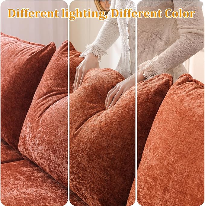 135'' Modular Sectional Sofa with Seats Storage, Oversized U Shaped Couch for Living Room,4-Seater Comfy Cloud Couches with Deep Seat,Movable Ottoman,2 Throw Pillow,Chenille,Orange