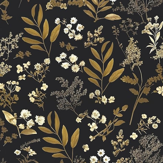 Leaf Wallpaper Peel and Stick Dark Floral Wallpaper 17.5in x 197in Vintage Leaf Contact Paper Vinyl Waterproof Self Adhesive Boho Botanical Wall Paper for Bedroom Cabinet Décor