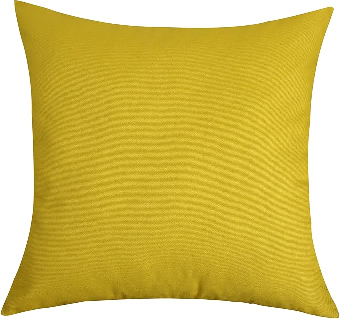 TangDepot Handmade Decorative Solid 100% Cotton Canvas Throw Pillow Covers/Pillow Shams, (22" x22" , Deep Yellow, 1 Count (Pack of 1))