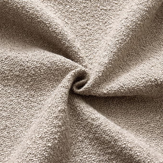 ANRODUO Pack of 2 Textured Boucle Throw Pillow Covers Soft Light Taupe Euro Decorative Accent Solid Pillow Cases Cozy Modern Couch Cushion Case for Sofa Bedroom Living Room Home Decor, 24 x 24 Inch