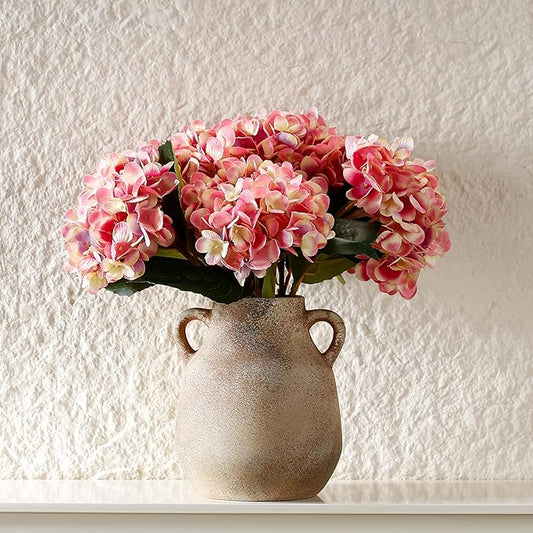 Ceramic Rustic Flower Vase, 7.48 Inch Pottery Modern Vase for Shelf, Tabletop, Vintage Farmhouse Home Decor for Coffee Table, Living Room, Mantle, Fireplace, Entryway