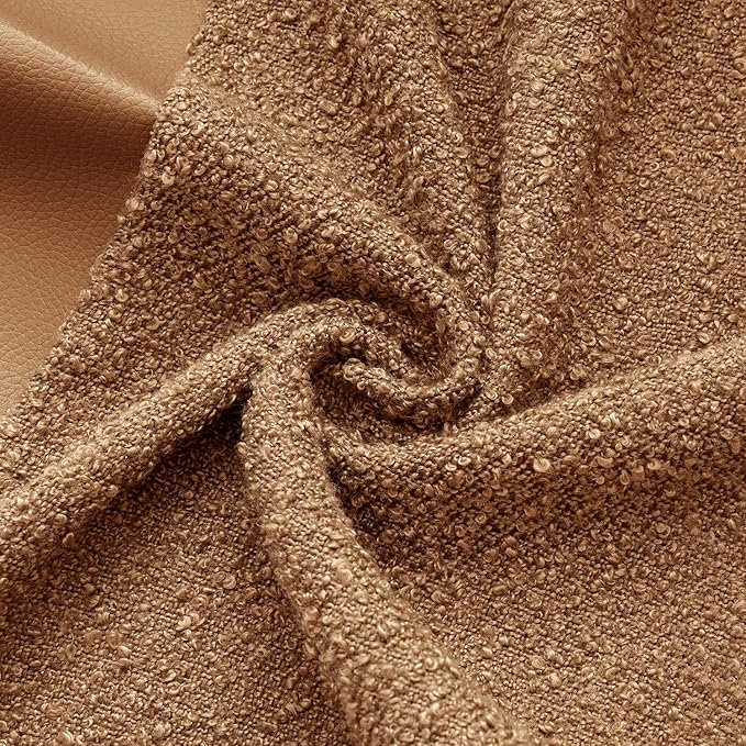 MIULEE Boucle Throw Pillow Covers 26x26 Inch Set of 2 Brown Faux Leather Textured Decorative Pillow Cases Boho Farmhouse Accents Cushion Covers for Couch Bed Livingroom Home Decor