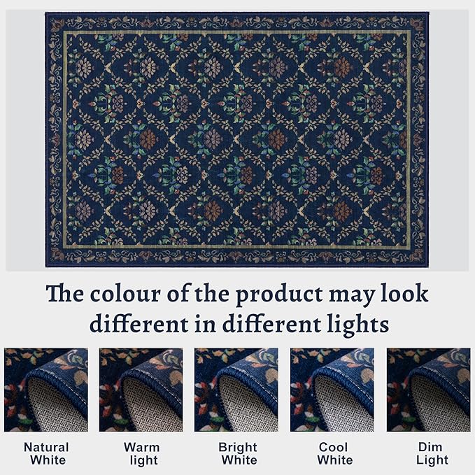 Tangsoo 2x3 Small Washable Entry Rug,Non Slip Blue Floral Throw Area Rugs for Entryway,Front Door Mats Indoor Entrance Carpet for Kitchen Office Laundry, Soft Kids & Pets Friendly