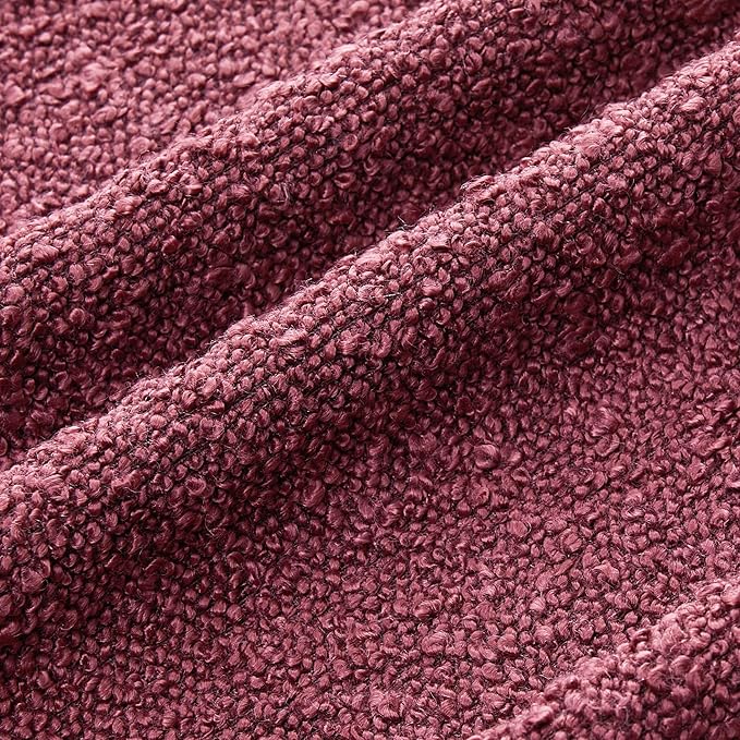 Mixhug Decorative Boucle Throw Pillow Covers, Burgundy Red, 12 x 20 Inches, Pack of 2 - Textured Boho Pillow Covers for Couch and Bed