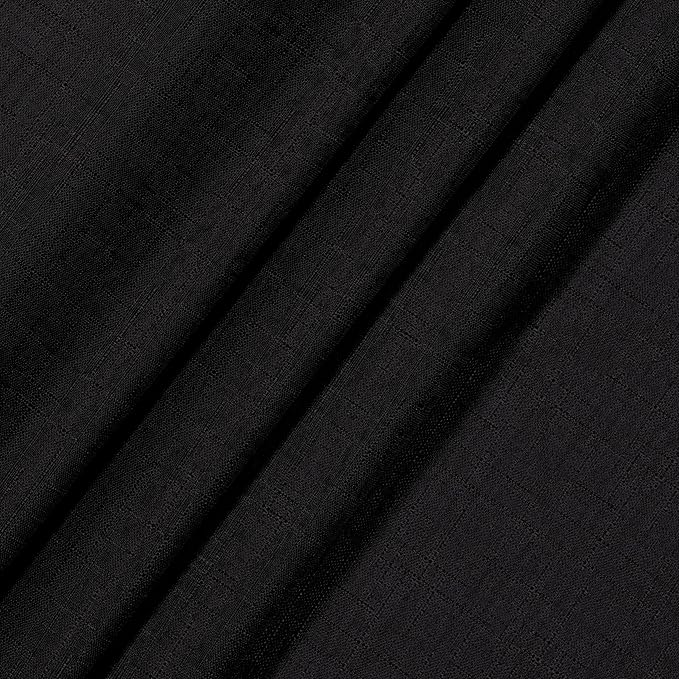 Eclipse Kendall Solid Textured Blackout Thermal Insulated Lining Grommet Window Curtain for Bedroom (1 Panel), 42 in x 84 in, Black