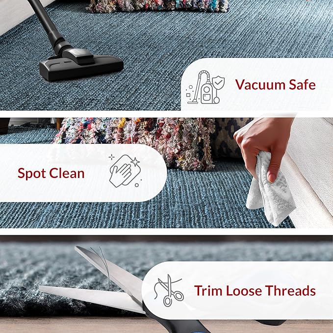 Nuloom Daniela Blue, 6' x 9', Handmade, Jute, Tassel, Soft and Textured, High Traffic, Stain Resistant, Easy Clean, Durable Area Rug for Bedroom, Living Room, Dining Space, Foyer, Entryway