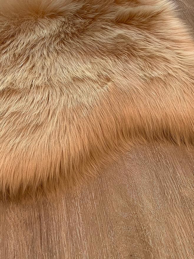 LAMBZY Faux Sheepskin Super Soft Hypoallergenic Silky Shag Rug for Living Room, Kids Room, Sofa (Double Side by Side 3'x4, Beige)