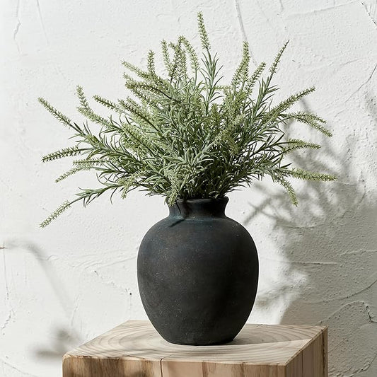 SIDUCAL Ceramic Decorative Flower Vase | 7.48 Inch Pottery Rustic Farmhouse Boho Vase for Home Decor, Table, Living Room, Bathroom, Coffee Desk, Shelf, Mantel Decoration, Wedding, Bronze
