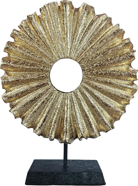 Modern Abstract Round Decorative Sculpture, Dining Living Room Desk Decor,Geometric Home Decor Statues,Shelf Top Decor Aesthetics, Coffee Tables or Office Shelves（Golden）