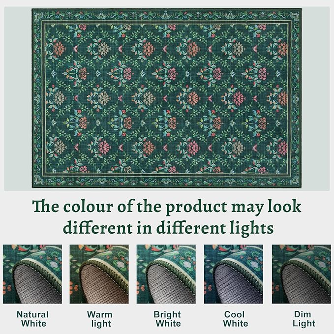 Tangsoo 2x3 Small Washable Entry Rug,Non Slip Green Floral Throw Area Rugs for Entryway,Front Door Mats Indoor Entrance Carpet for Kitchen Office Laundry, Soft Kids & Pets Friendly