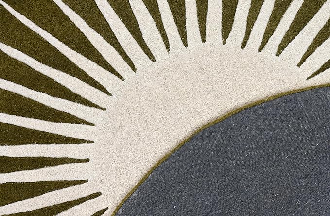 Modern Round Area Rug – Hand-Tufted with 100% NZ Wool, Thick & Soft Circular Carpet for Living Room, Bedroom & Dining Room Decor (Moss Green, 4' Round)
