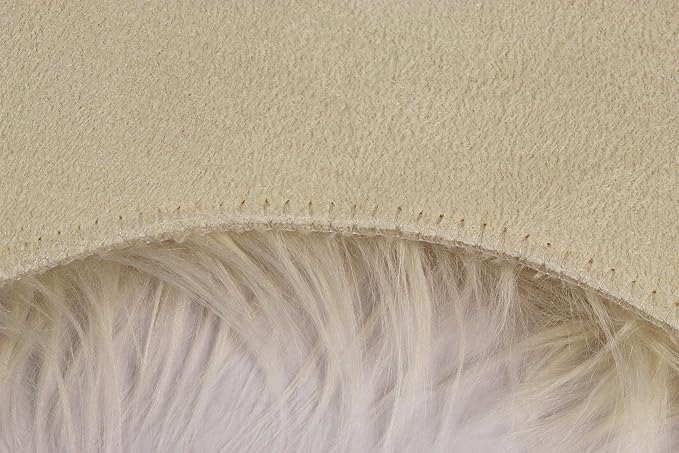 Nouvelle Legende Faux Fur Sheepskin Rug Quattro, Soft, Plush, Premium High-Pile Accent Rug for Bedrooms, Hallways & Living Spaces, Warm & Cozy, Faux Leather Backing, Easy Care, 43" x 73", Ivory White