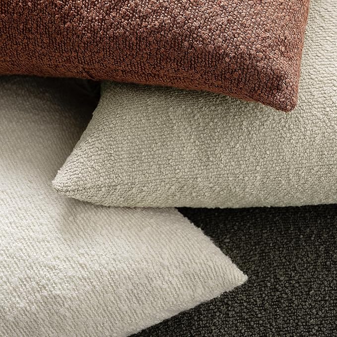 Throw Pillow Covers 18 x 18 Inch Set of 2, Accent Soft Boucle Textured Pillow Cover, Decorative Solid Color Cozy Cushion Pillow Case for Couch Bedroom Sofa Living Room Home Decor, Dark Brown