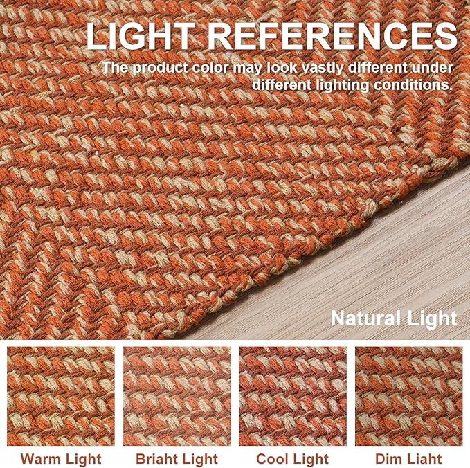 Collive Hallway Runner Rug, 2' x 6' Hand-Woven Reversible Washable Entryway Rugs, Terracotta Cotton Modern Farmhouse Laundry Room Carpet for Bathroom Sink Foyer Bedroom Fall Decor