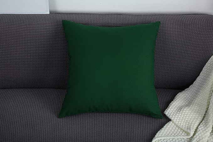 TangDepot Set of 2 Handmade Decorative Solid 100% Cotton Canvas Throw Pillow Covers/Cushion Covers, 45 Colors Available - (16"x16" 2 Pieces, Deep Green)