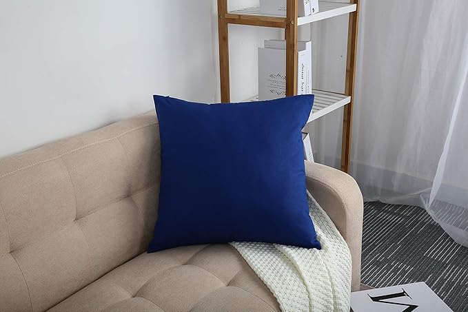 TangDepot Handmade Decorative Solid 100% Cotton Canvas Throw Pillow Covers/Cushion Covers, 45 Colors Available - (16" x16" , Royal Blue, 2 Count (Pack of 1))