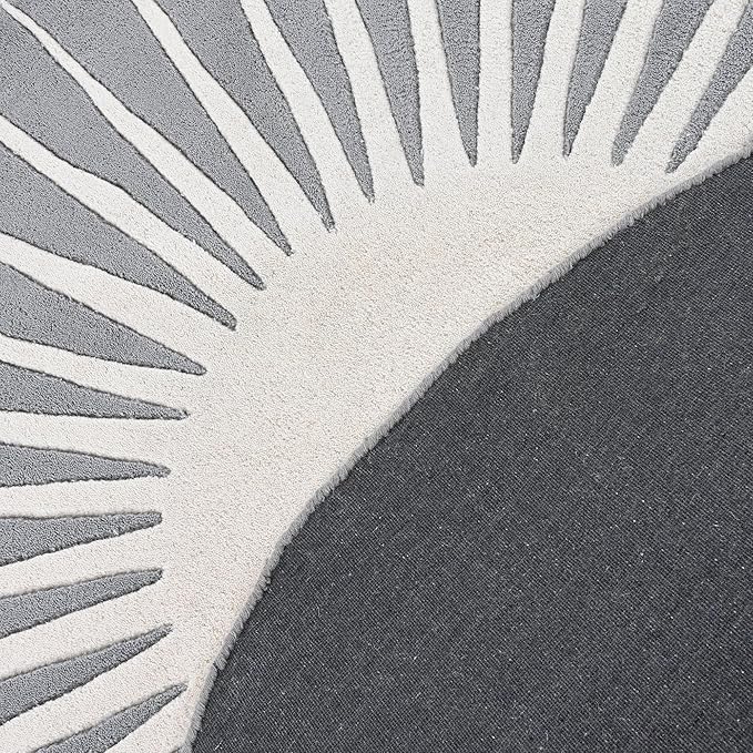 Modern Round Area Rug – Hand-Tufted with 100% NZ Wool, Thick & Soft Circular Carpet for Living Room, Bedroom & Dining Room Decor (Grey, 4' Round)