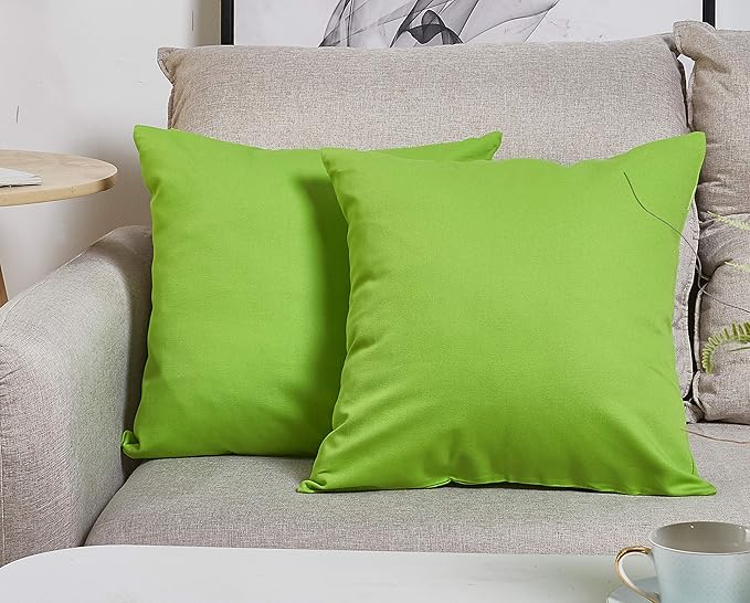 TangDepot Handmade Decorative Solid 100% Cotton Canvas Throw Pillow Covers/Pillow Shams, (26"x26", Apple Green)