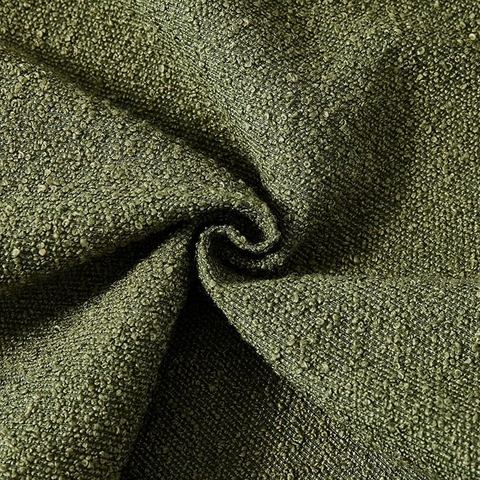 Boucle Decorative Lumbar Pillow Covers for Couch Set of 2, 12x20 inches, Olive