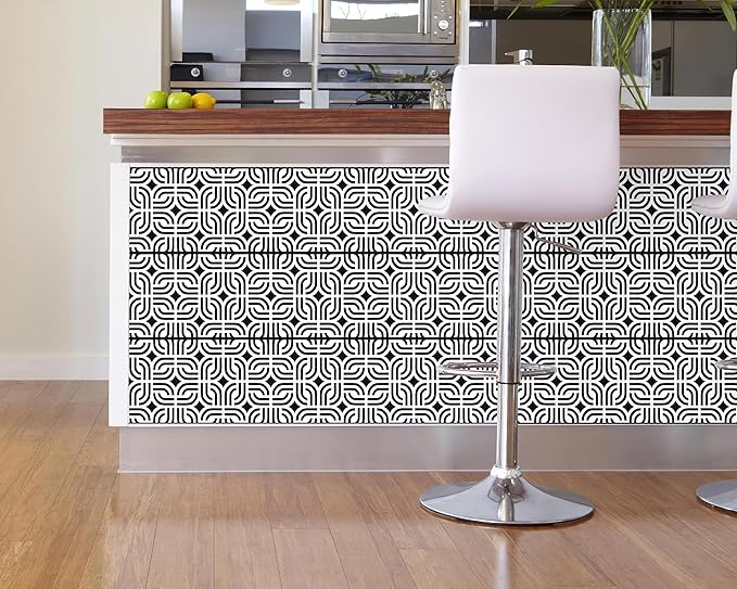 FLFK Wallpaper Border - Black and White Peel and Stick Wall Borders Decal Trim Geometric Pattern 8" x 240"