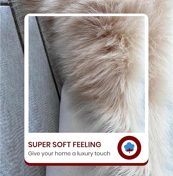 LAMBZY High Pile Super Fluffy Soft Faux Sheepskin Rug | Faux Sheepskin Rugs for Living Room Playroom Bedroom | Classic Super Soft to Touch Rug (8'x11', Beige)
