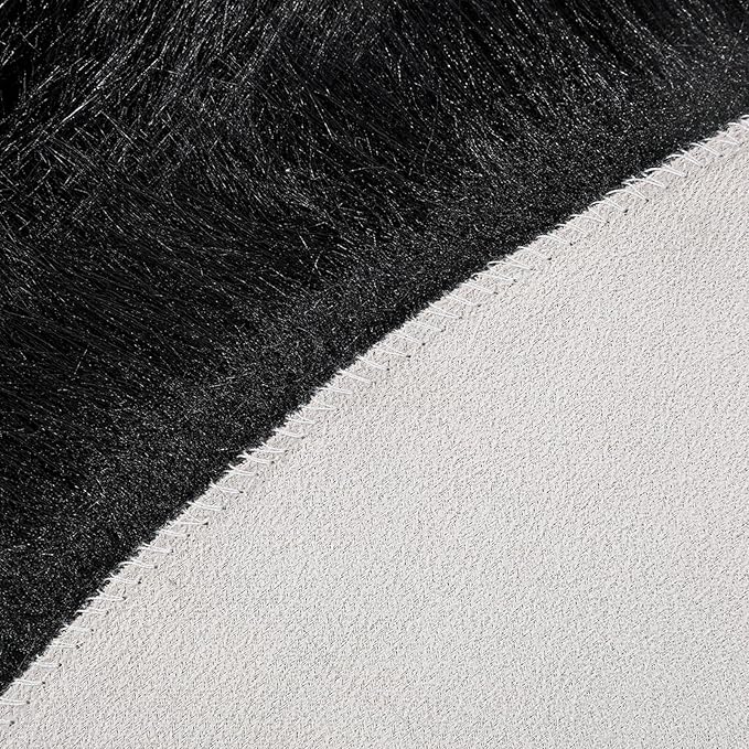 Faux Fur Rug Sheepskin Shag Fluffy Fuzzy Black 4x6 ft Rugs for Bedroom Bedside Bed Floor Living Room Plush High-Density Cushion Carpet Super Sofa Cover
