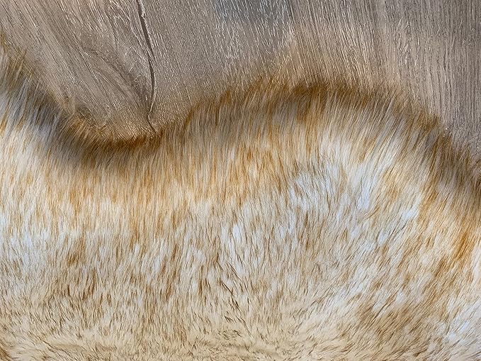 LAMBZY Faux Sheepskin Super Soft Hypoallergenic Silky Shag Rug for Living Room, Kids Room, Sofa (Double 2'x6', White/Brown Tips)
